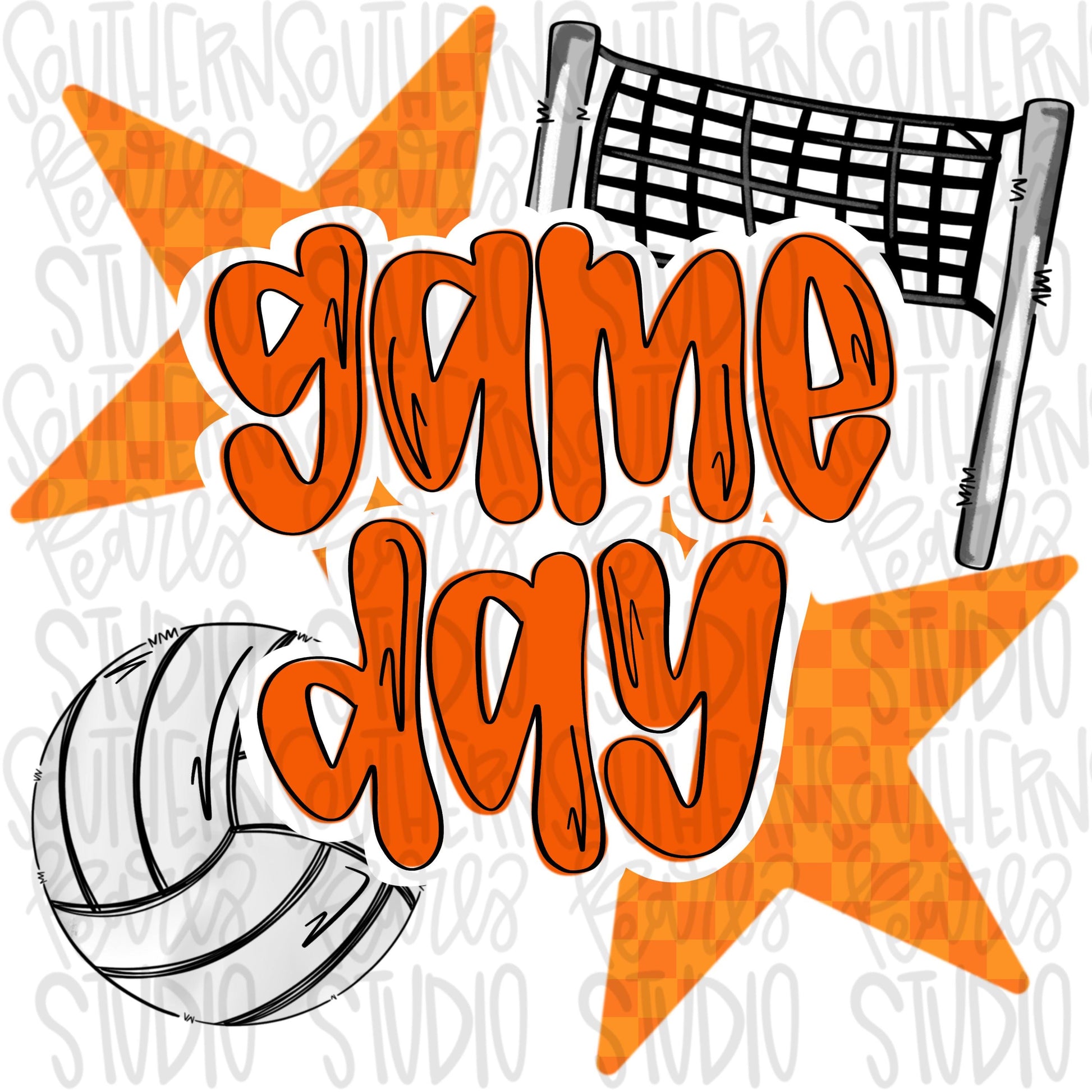 Game Day volleyball | orange | Go Team | PNG | Sublimation | Design Download