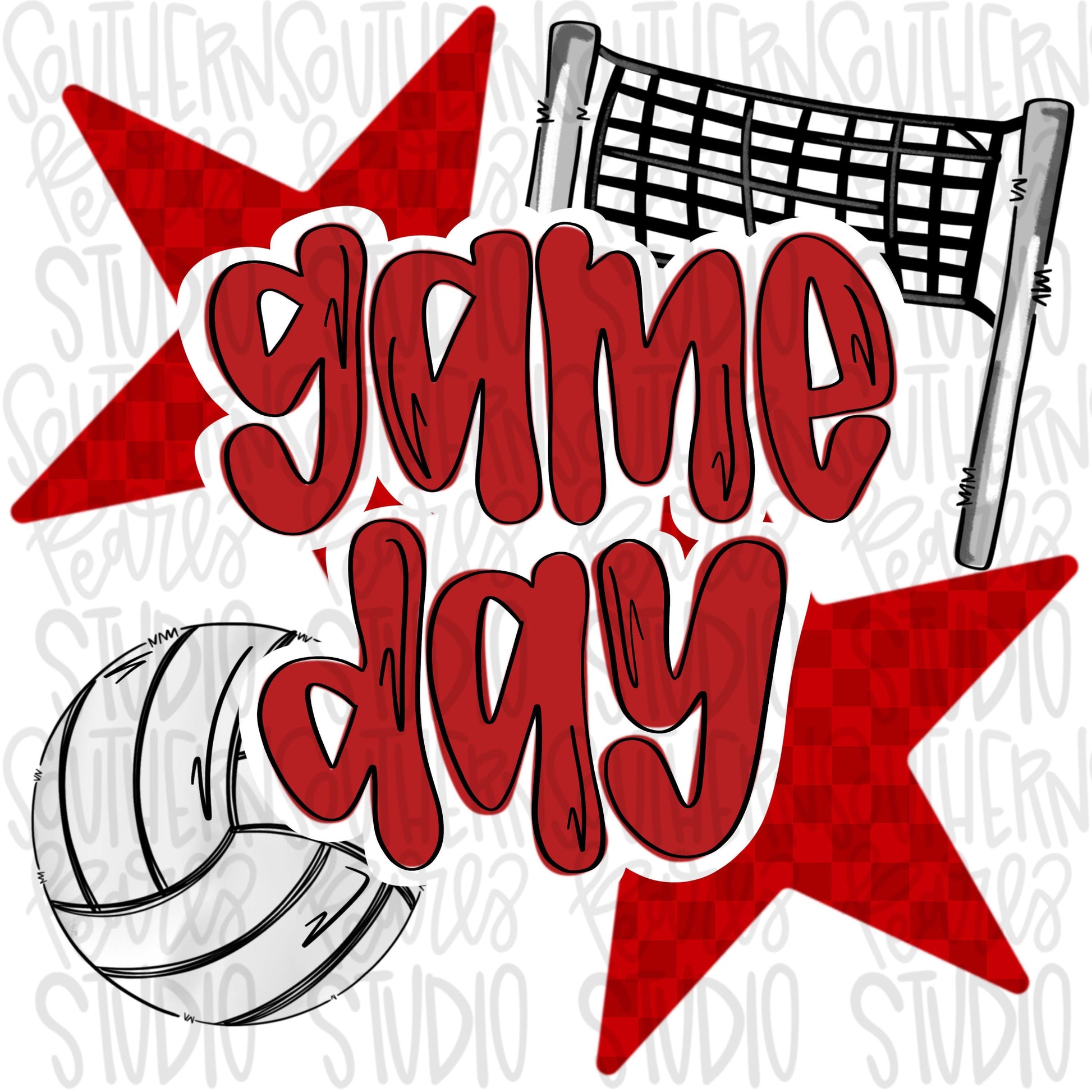 Game Day volleyball | red | Go Team | PNG | Sublimation | Design Download