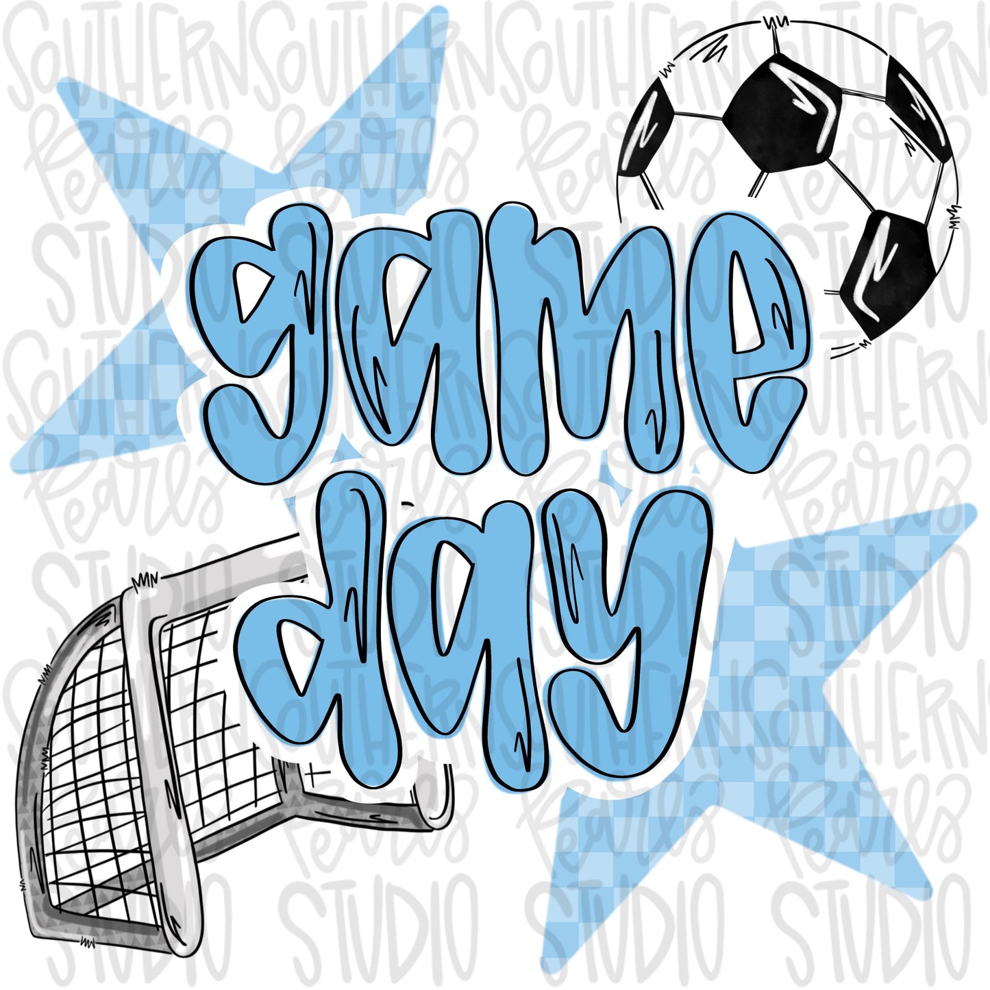 Game Day soccer | Columbia blue | Go Team | PNG | Sublimation | Design Download