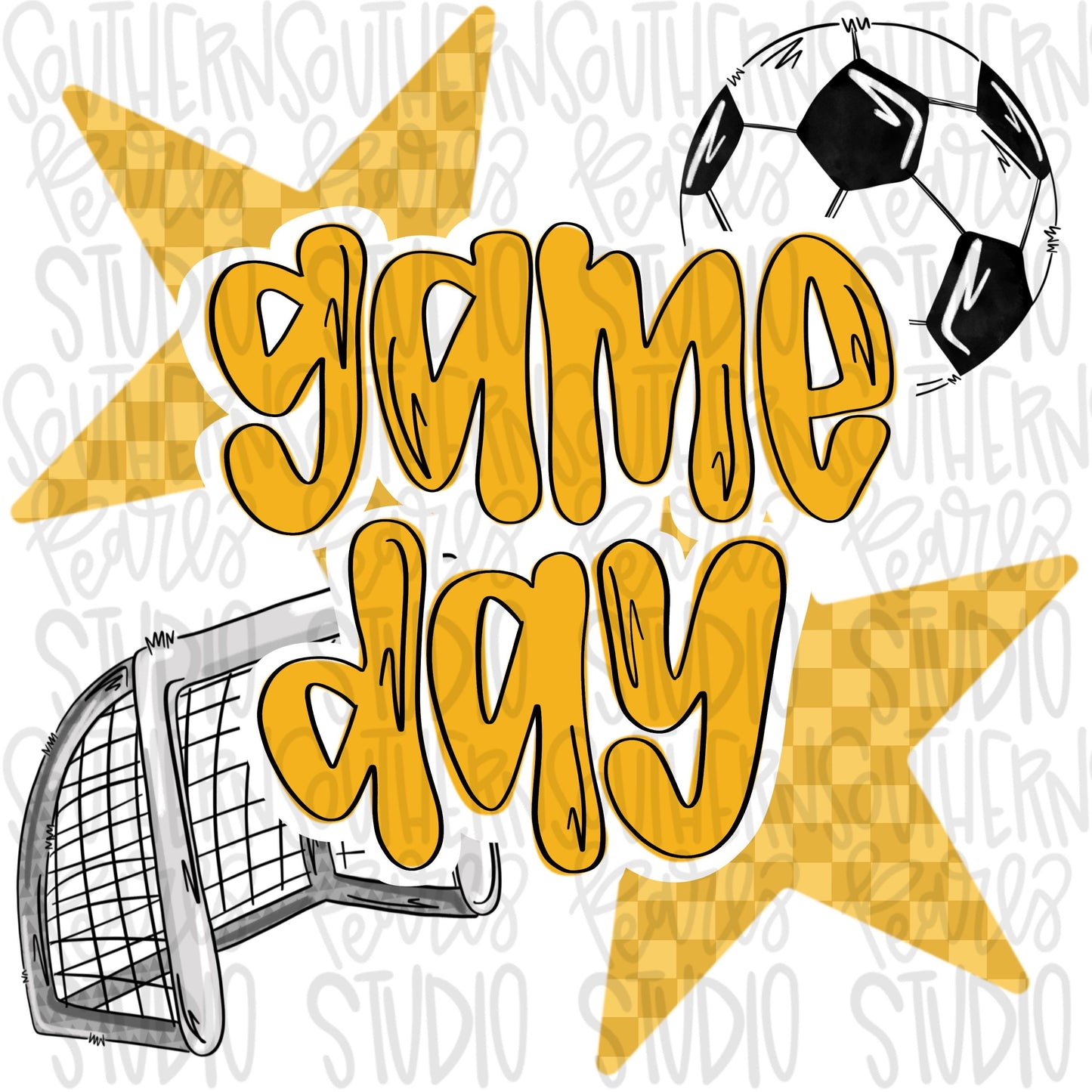 Game Day soccer | yellow | Go Team | PNG | Sublimation | Design Download