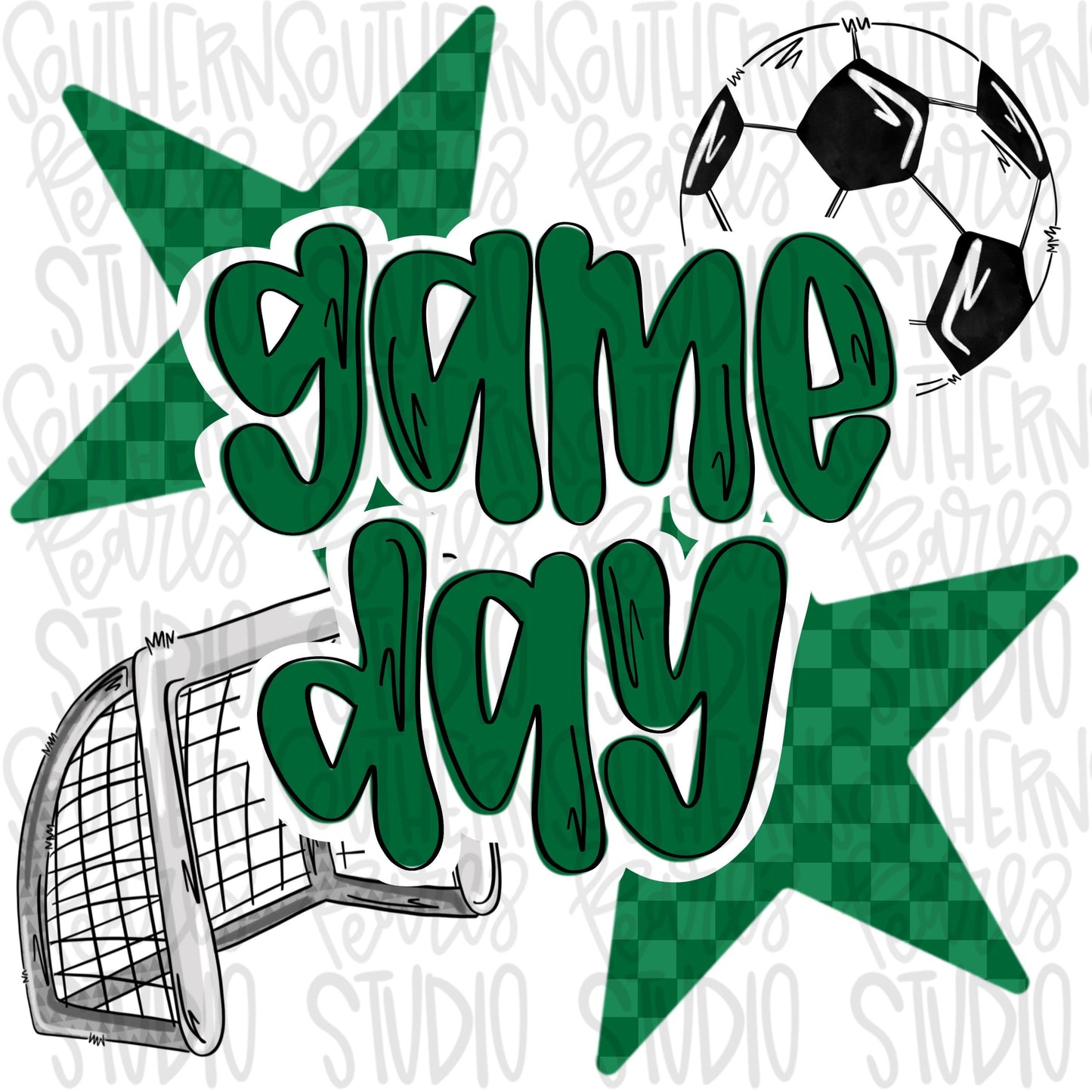 Game Day soccer | dark green | Go Team | PNG | Sublimation | Design Download