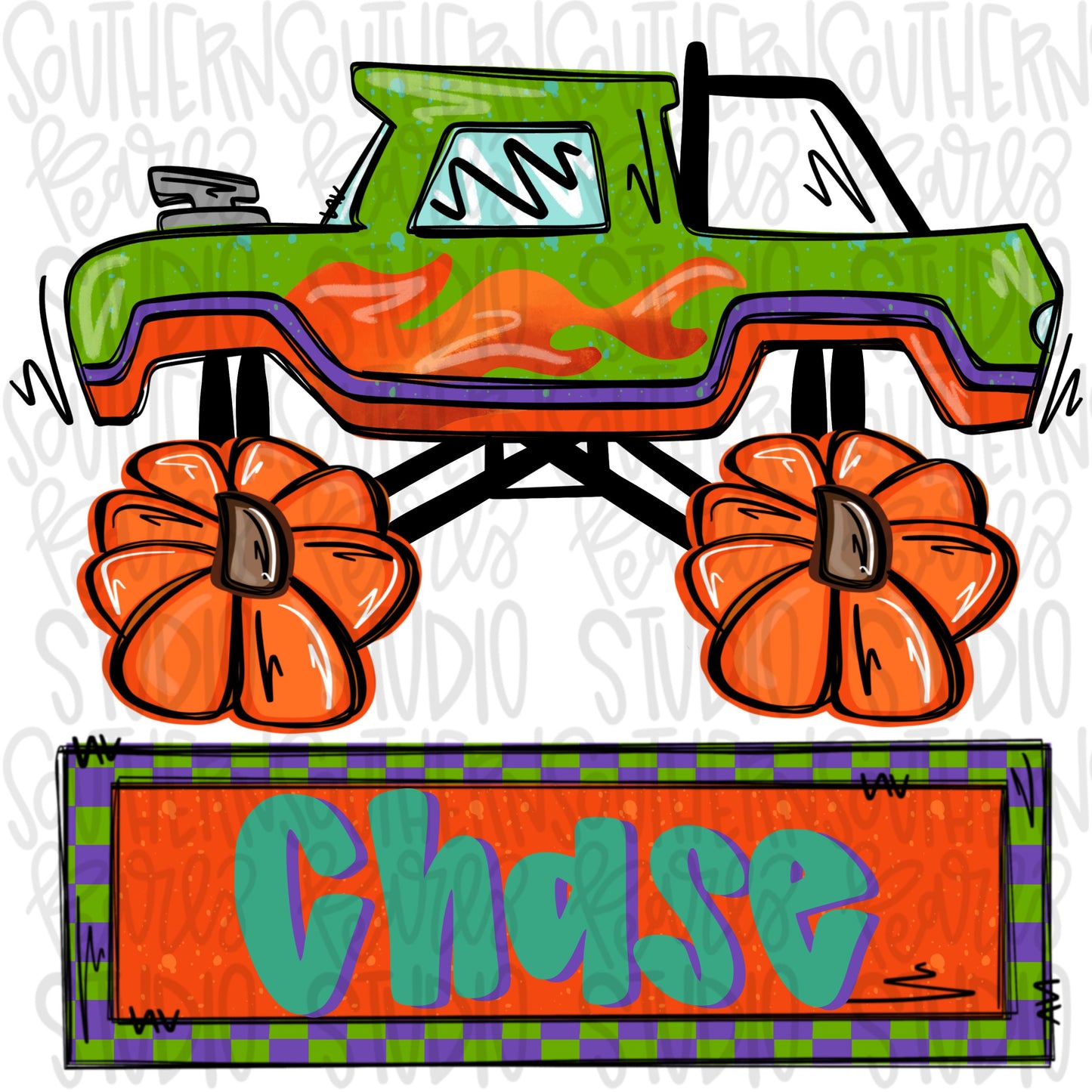 Fall Monster truck name patch | Sublimation Design | Digital Download | Women’s, Kids Shirt PNG