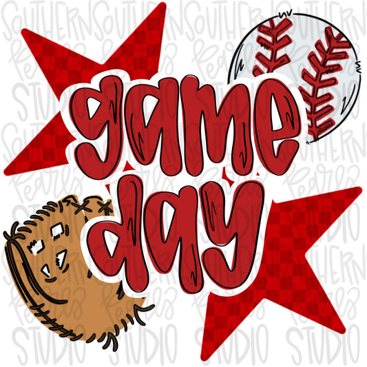 Game Day Baseball | red | Go Team | PNG | Sublimation | Design Download