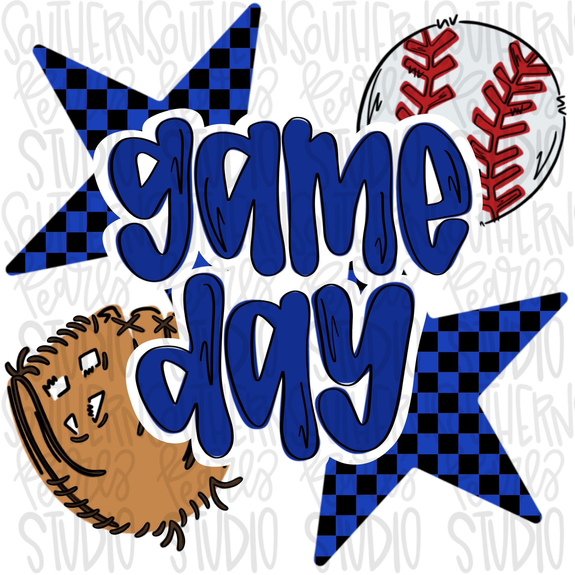 Game Day Baseball | Royal and black | Go Team | PNG | Sublimation | Design Download