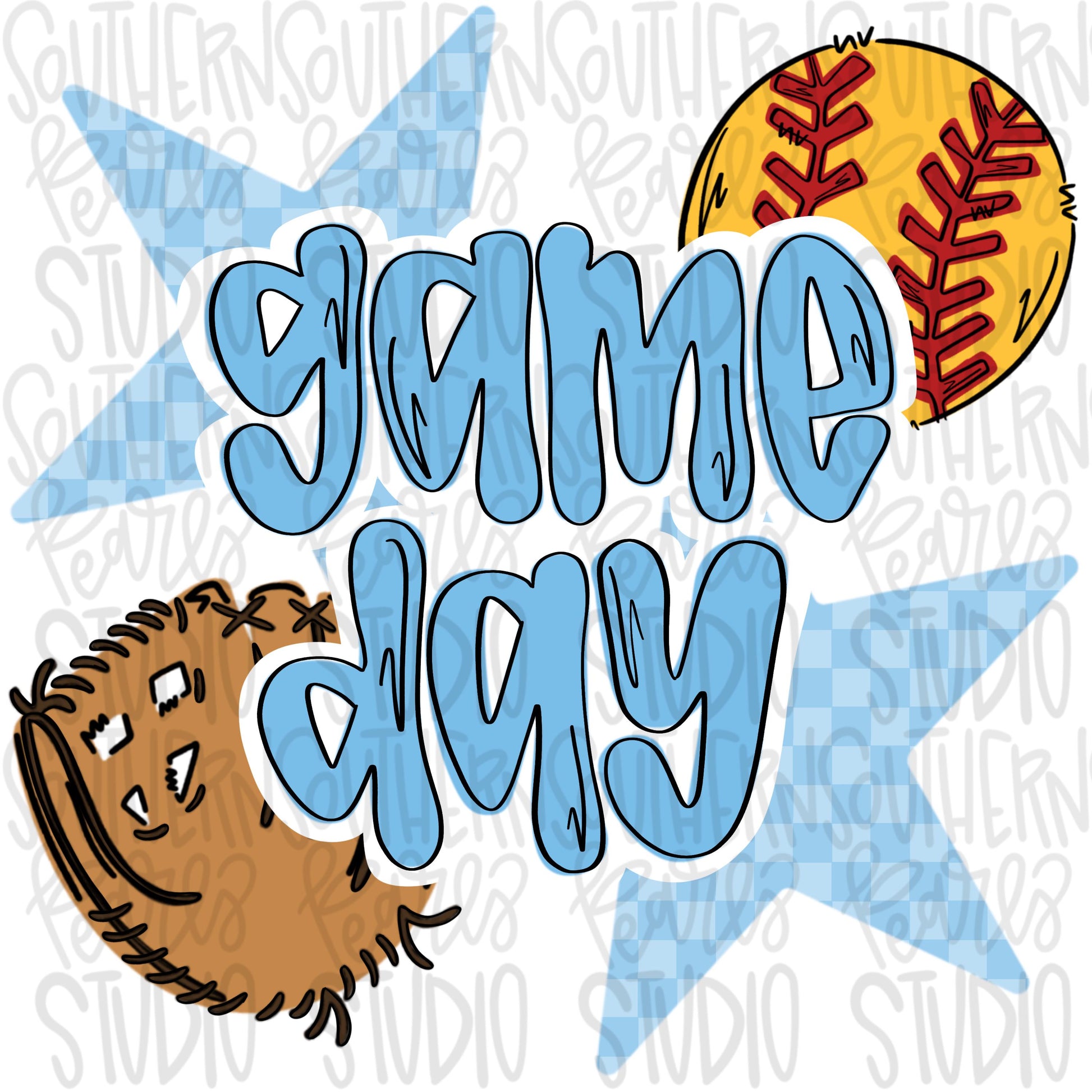 Game Day Softball | Columbia blue | Go Team | PNG | Sublimation | Design Download