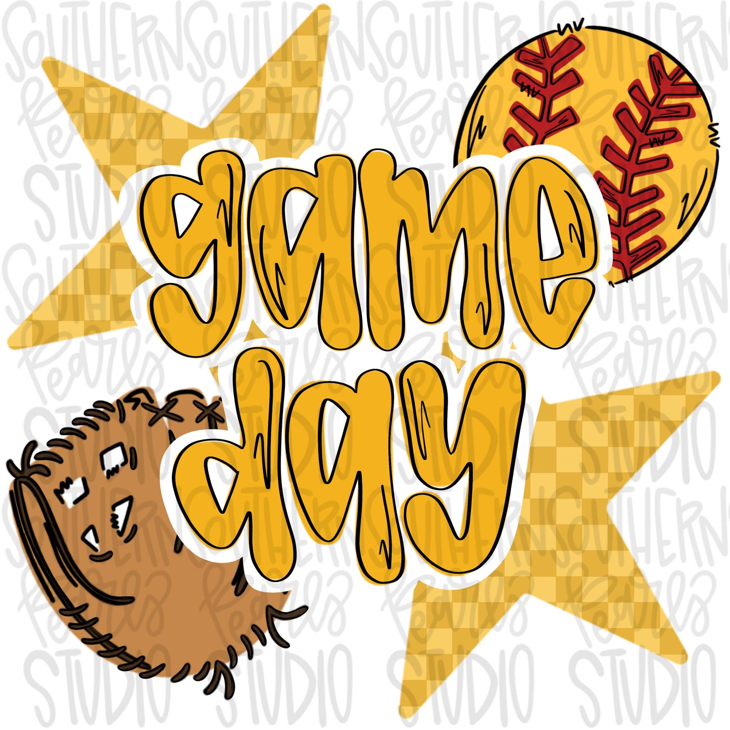 Game Day Softball | yellow | Go Team | PNG | Sublimation | Design Download