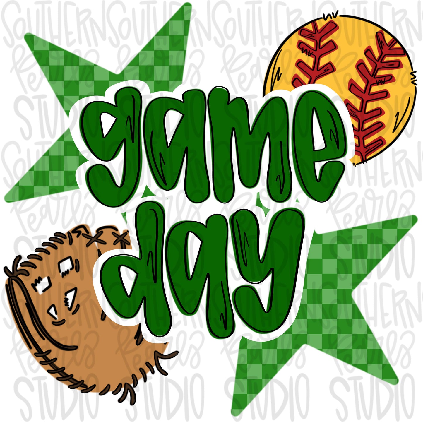 Game Day Softball | green | Go Team | PNG | Sublimation | Design Download