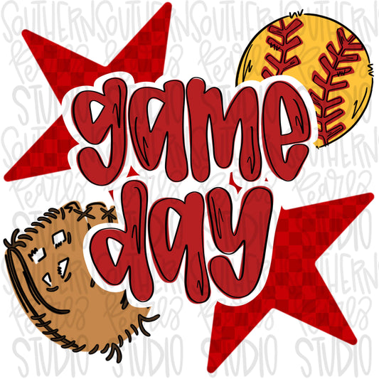 Game Day Softball | red | Go Team | PNG | Sublimation | Design Download