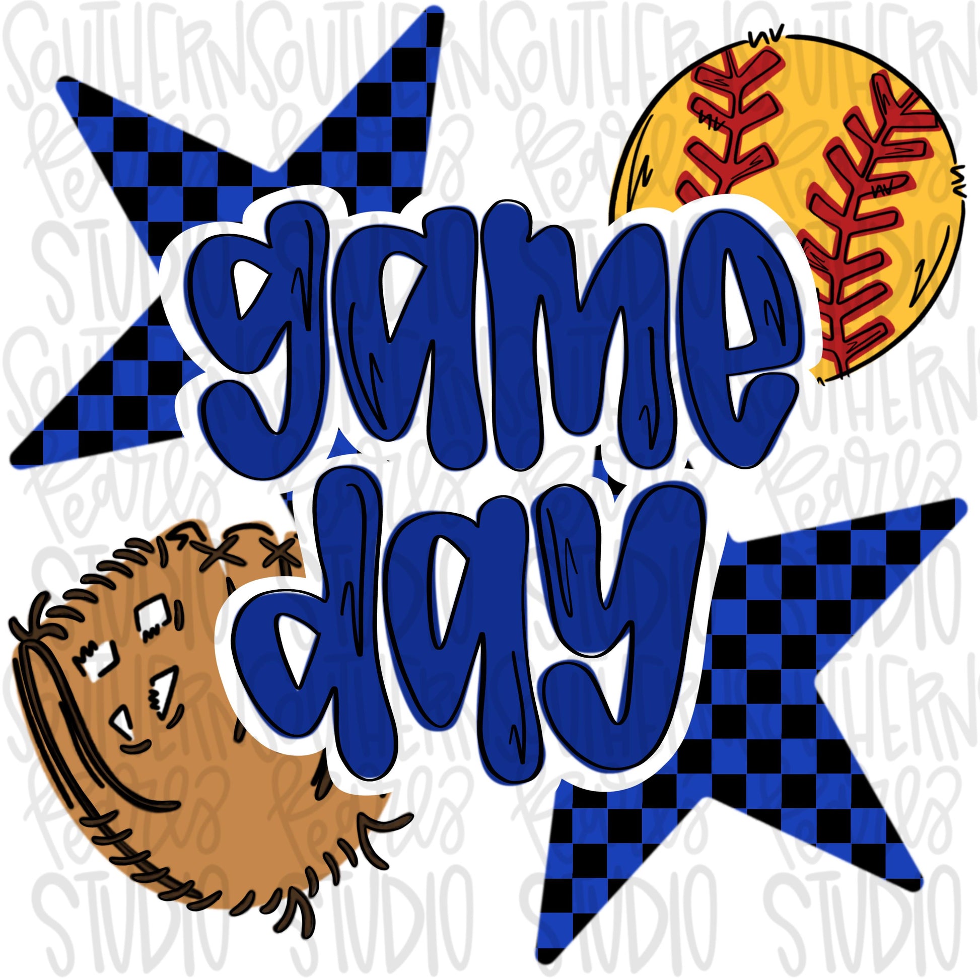 Game Day Softball | Royal and black | Go Team | PNG | Sublimation | Design Download