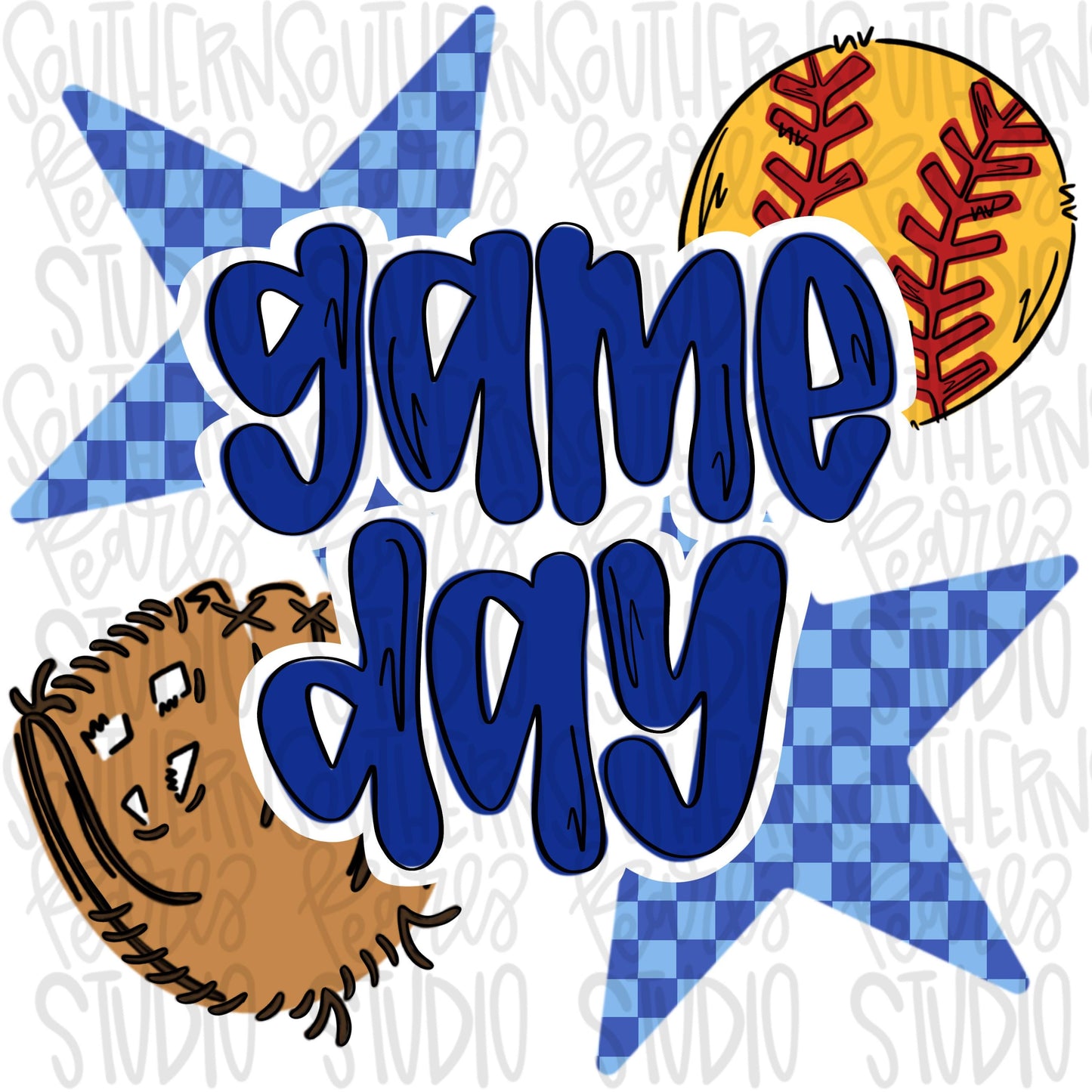 Game Day Softball | royal | Go Team | PNG | Sublimation | Design Download