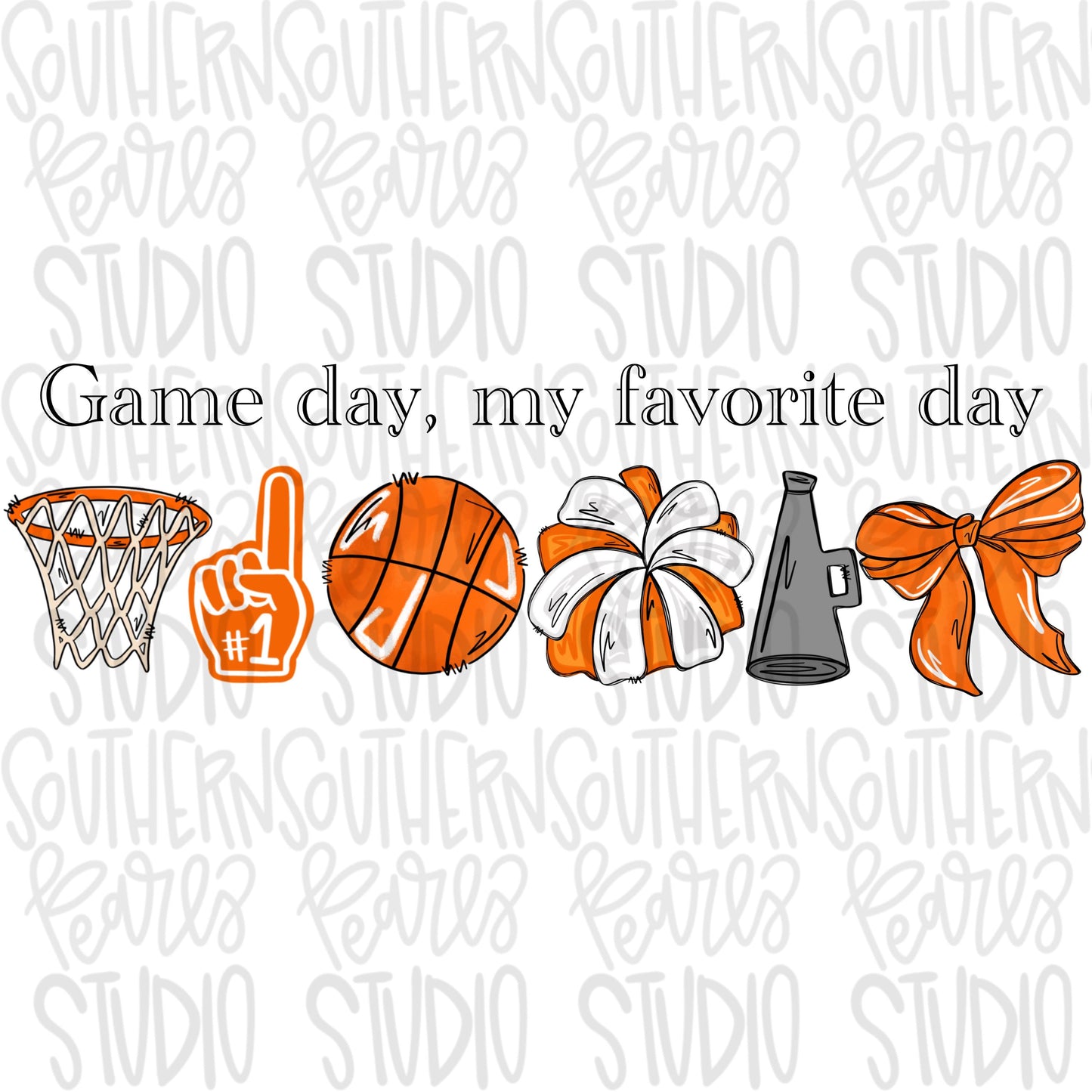 Game Day my favorite day | Basketball and hoop | orange | Go Team | PNG | Sublimation | Design Download