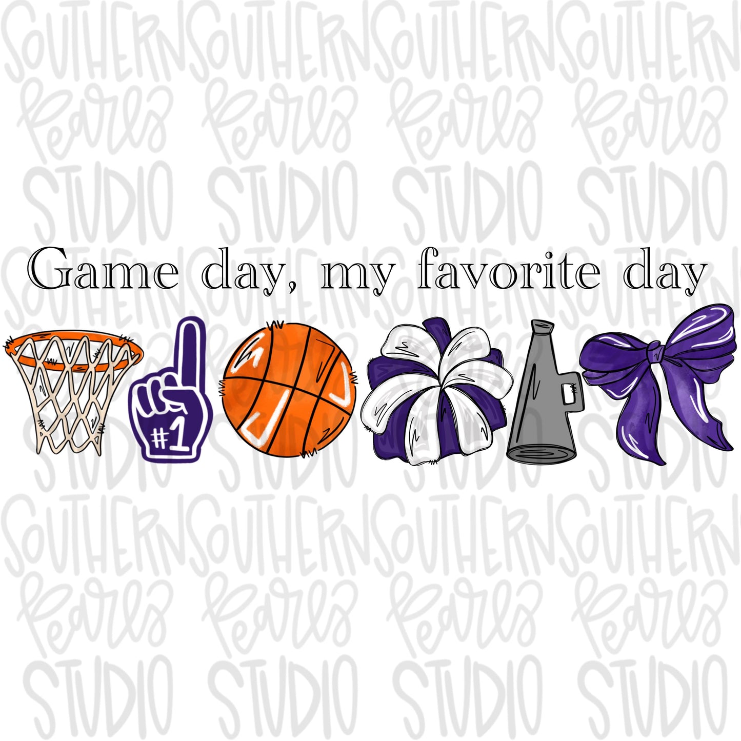 Game Day my favorite day | Basketball and hoop | purple | Go Team | PNG | Sublimation | Design Download