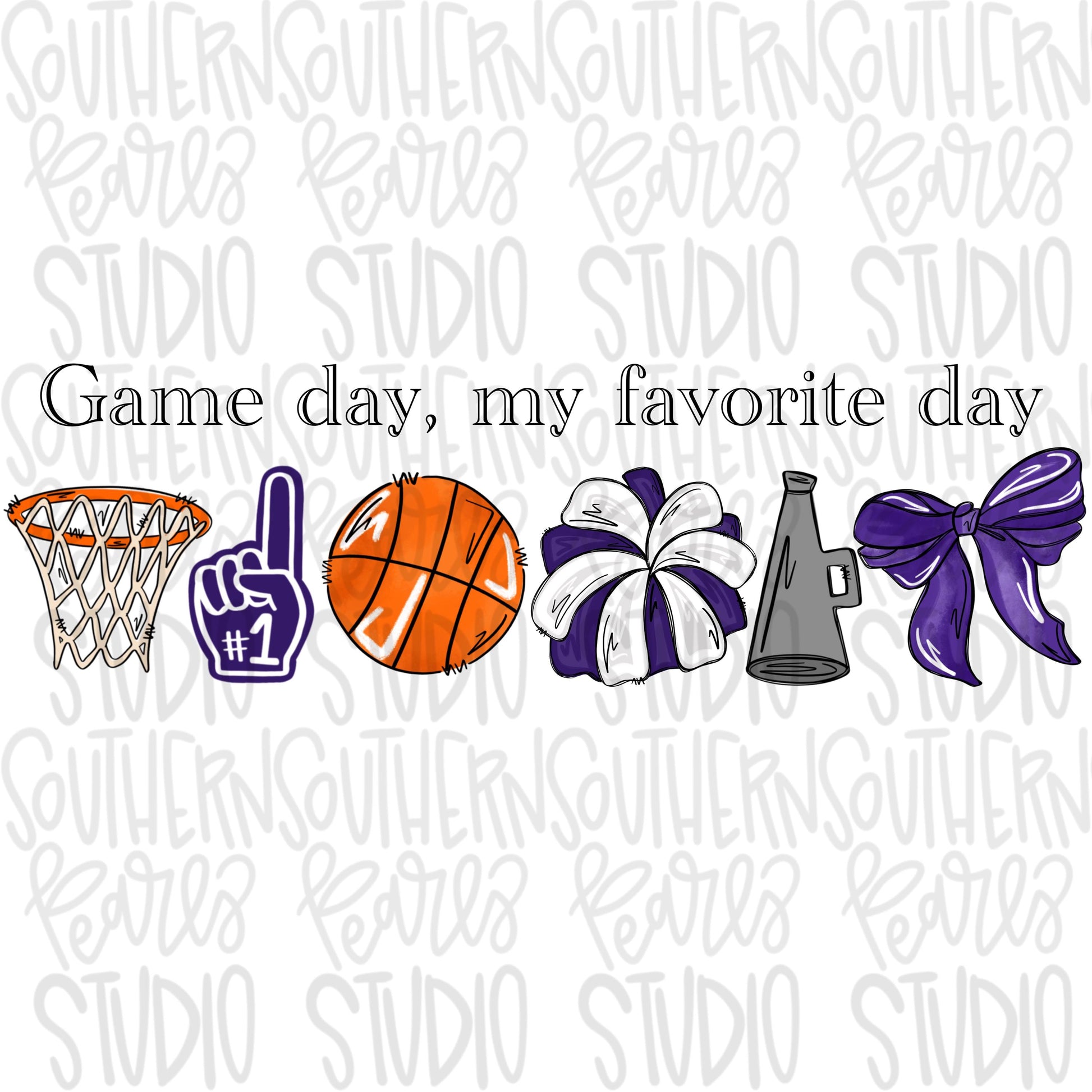 Game Day my favorite day | Basketball and hoop | purple | Go Team | PNG | Sublimation | Design Download