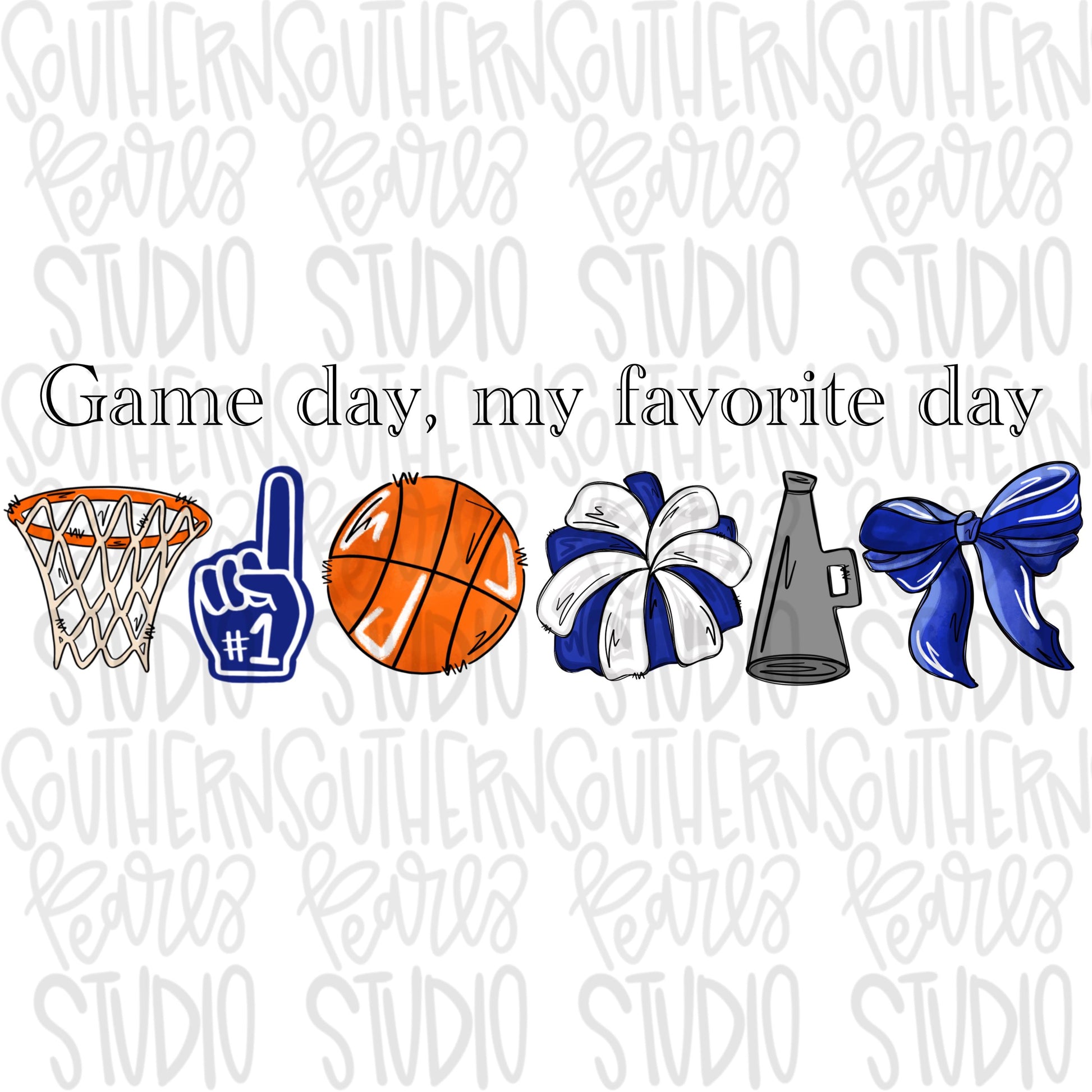 Game Day my favorite day | Basketball and hoop | royal | Go Team | PNG | Sublimation | Design Download