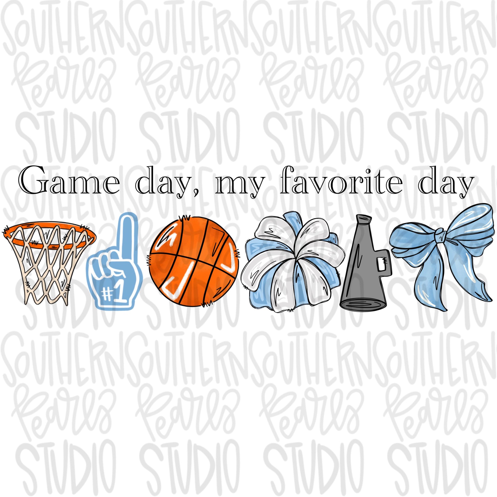 Game Day my favorite day | Basketball and hoop | Columbia blue | Go Team | PNG | Sublimation | Design Download