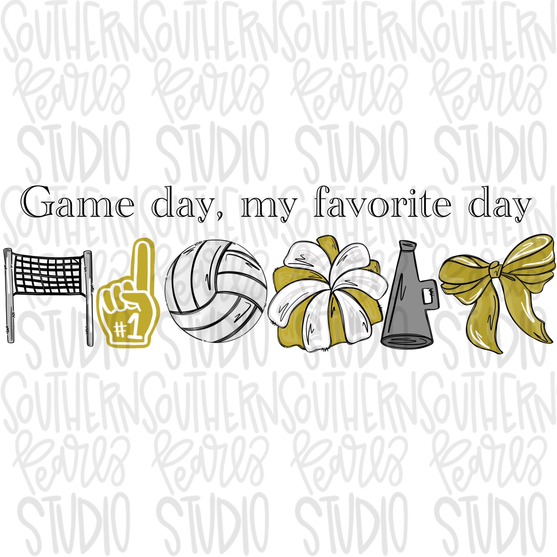 Game Day my favorite day | volleyball and net | Vegas gold | Go Team | PNG | Sublimation | Design Download