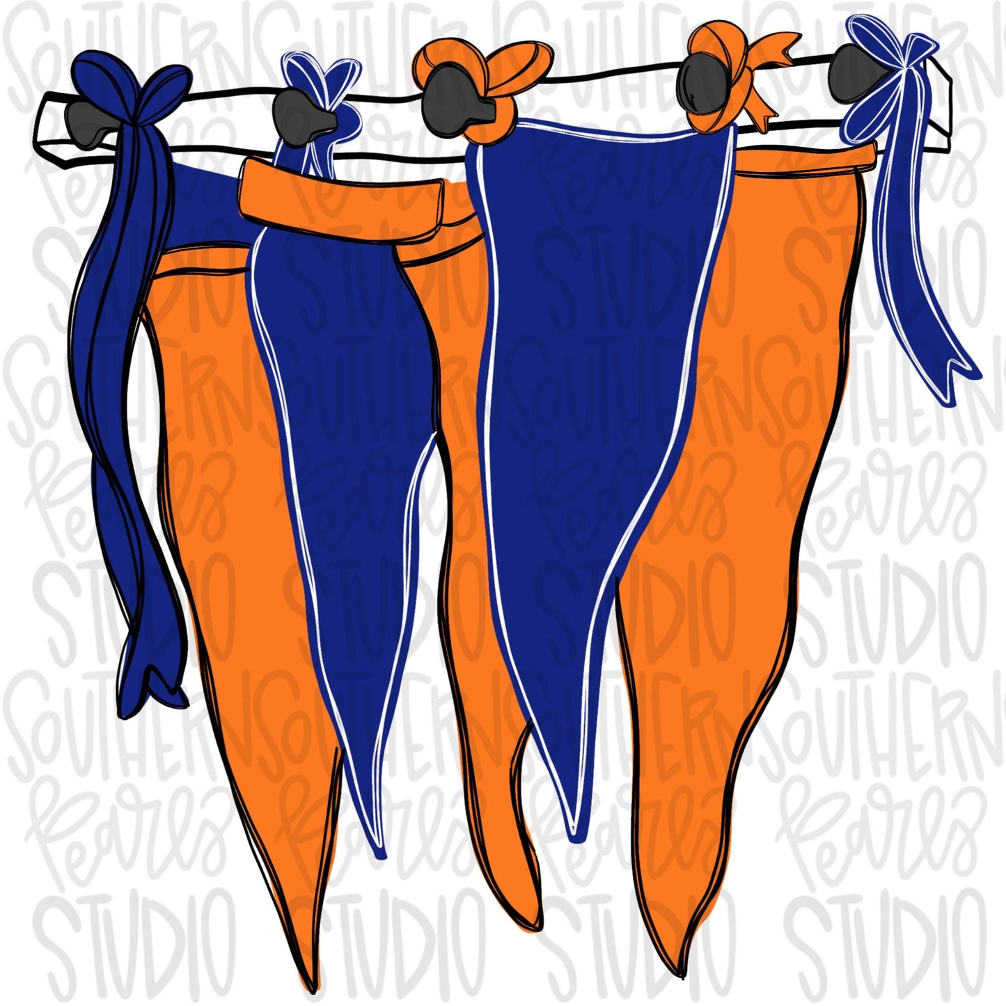 Build your own Team Pennants | Royal and orange | Go Team | PNG | Sublimation | Design Download