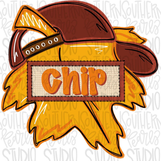 Fall leaf with backwards hat with Name Patch | Sublimation Design | Digital Download | Women’s, Kids Shirt PNG