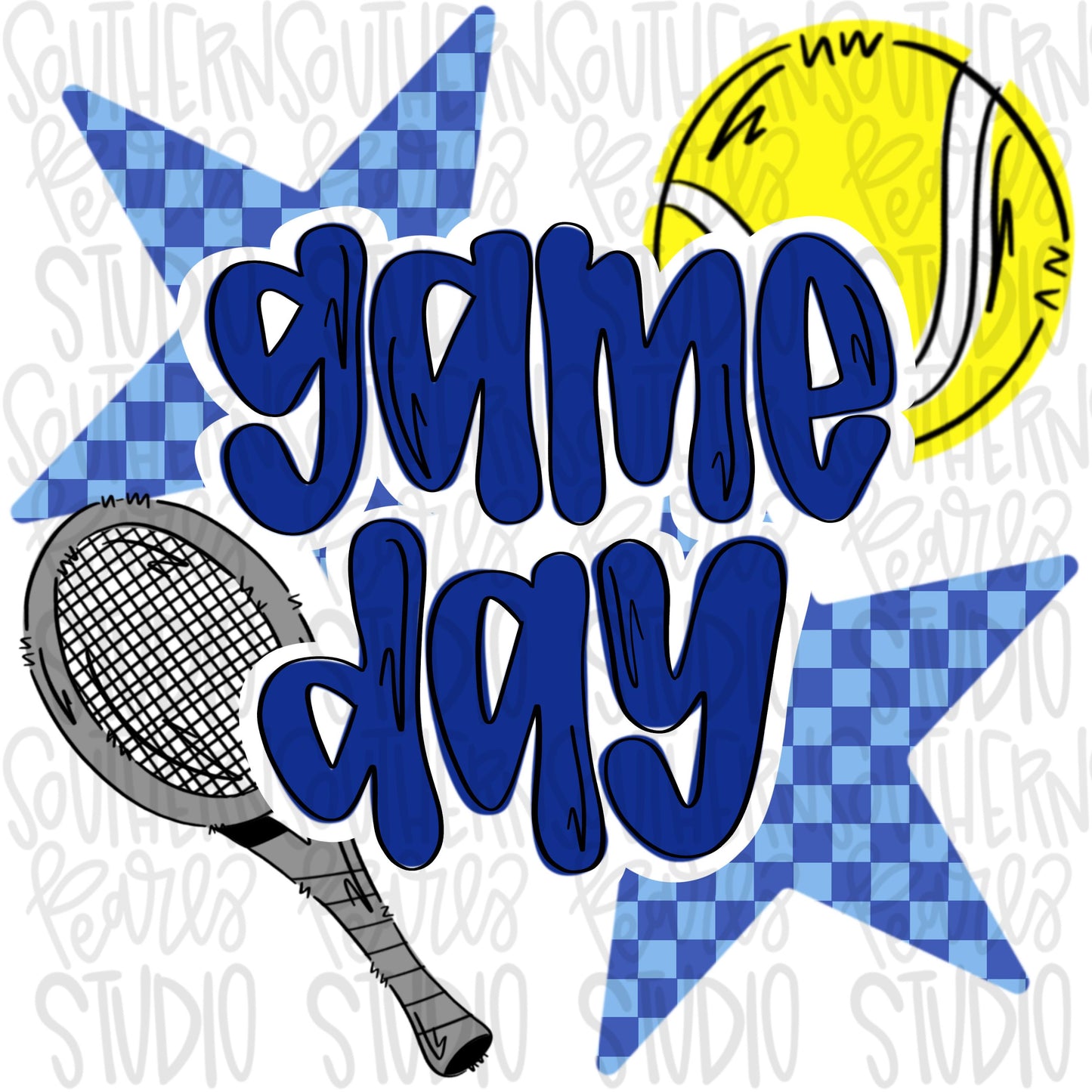 Game Day Tennis | royal | Go Team | PNG | Sublimation | Design Download