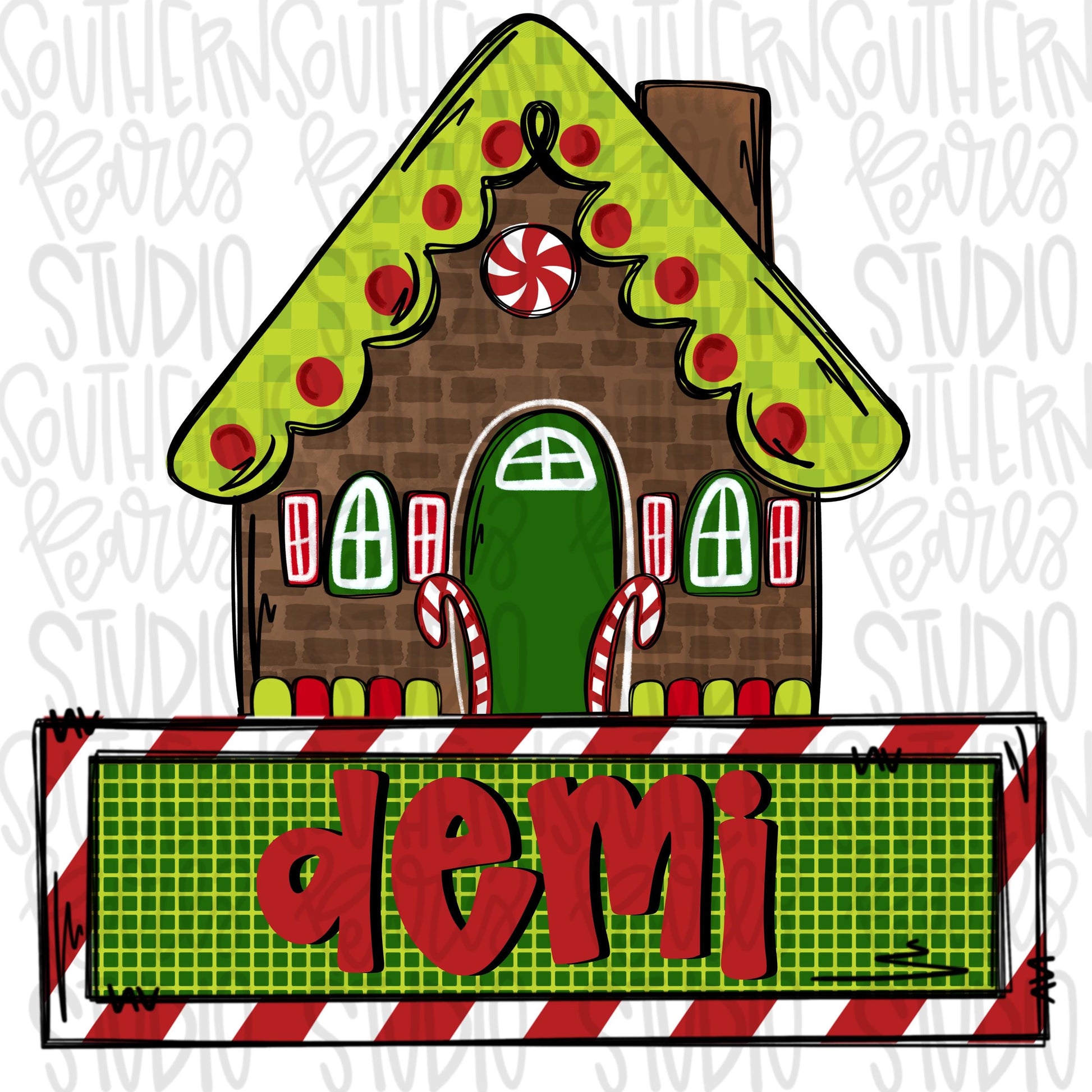 Gingerbread house name patch | Sublimation Design | Digital Download | Women’s, Kids Shirt PNG