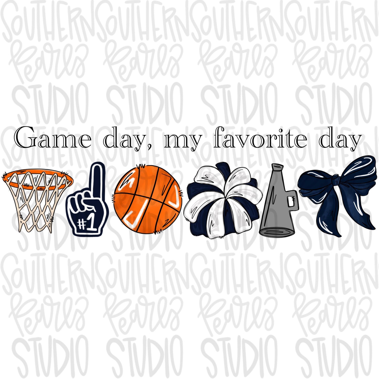 Game Day my favorite day | Basketball and hoop | navy | Go Team | PNG | Sublimation | Design Download