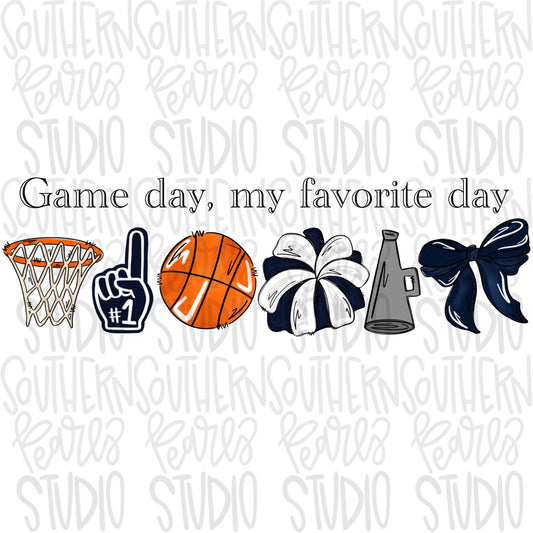 Game Day my favorite day | Basketball and hoop | navy | Go Team | PNG | Sublimation | Design Download