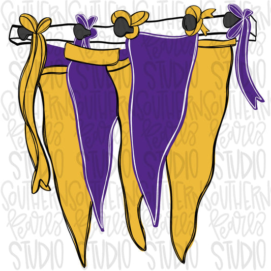 Build your own Team Pennants | purple and yellow | Go Team | PNG | Sublimation | Design Download