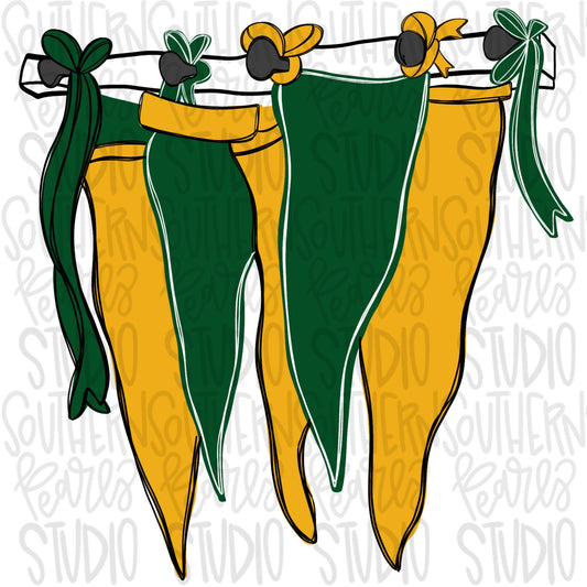 Build your own Team Pennants | green and yellow | Go Team | PNG | Sublimation | Design Download