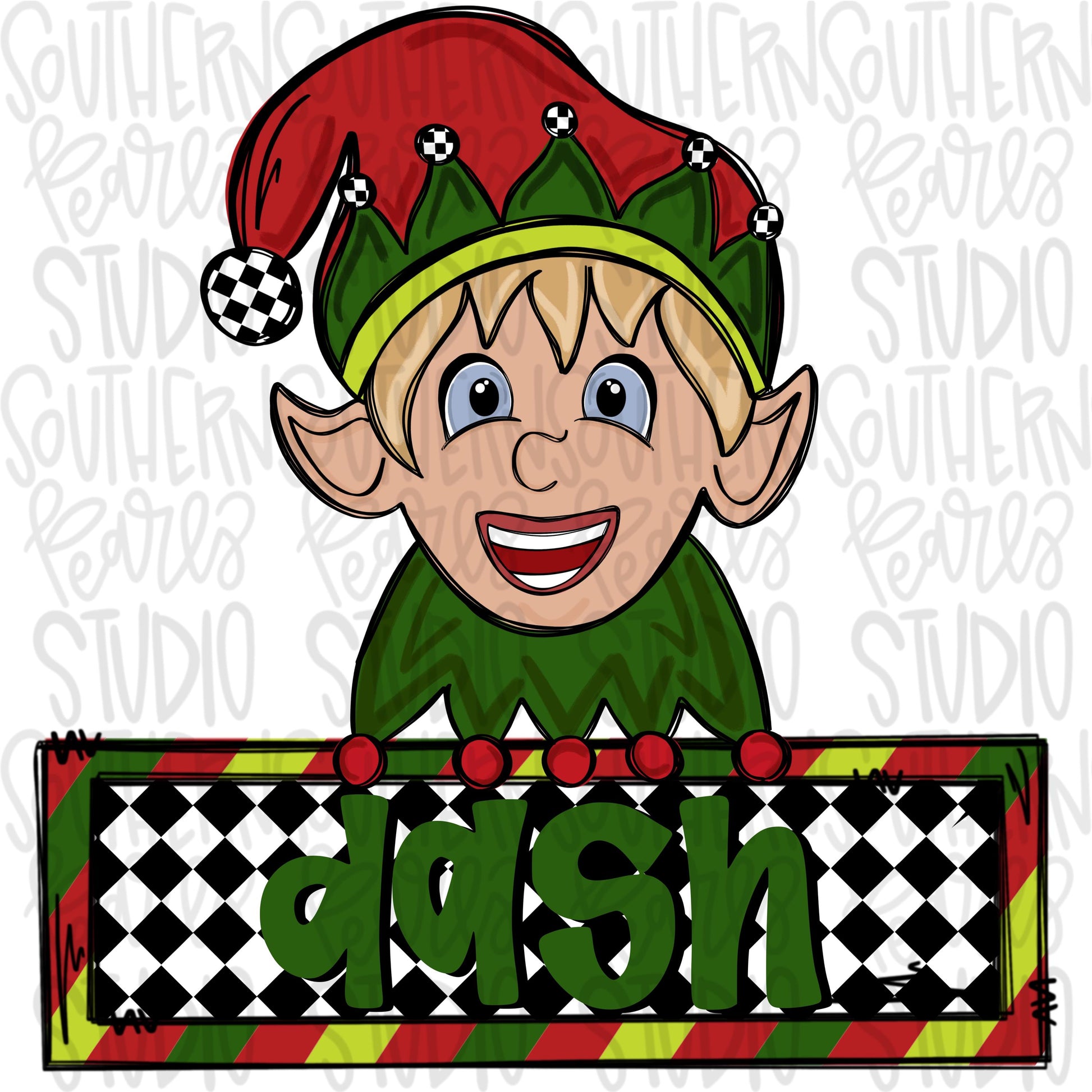 Santa’s helpers Elves boy blonde hair with name patch | Sublimation Design | Digital Download | Women’s, Kids Shirt PNG