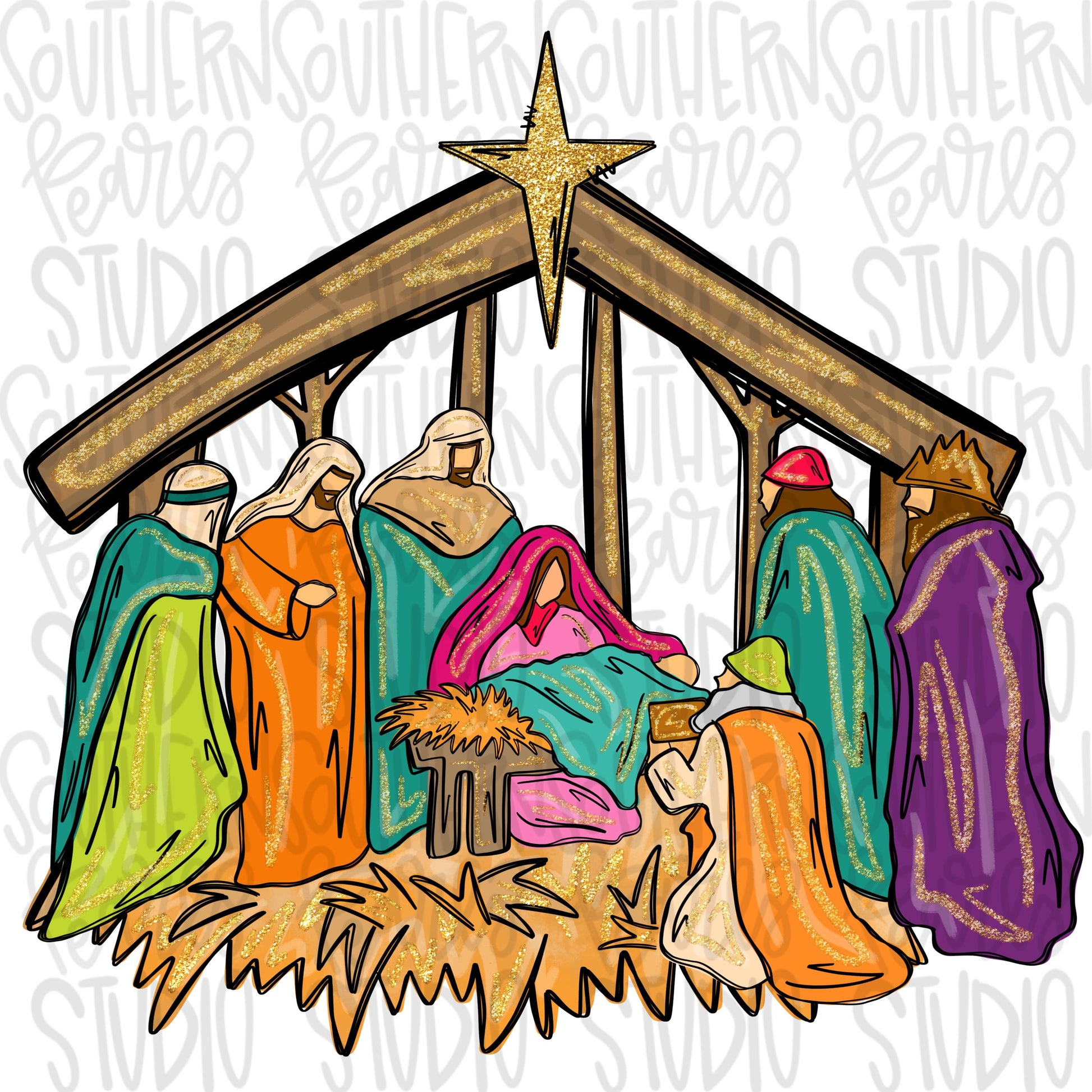 Nativity bright colors | Sublimation Design | Digital Download | Women’s, Kids Shirt PNG