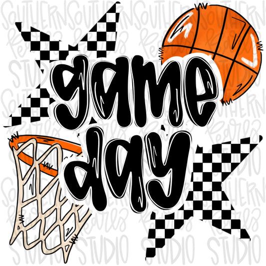 Game Day basketball | Black and White | Go Team | PNG | Sublimation | Design Download