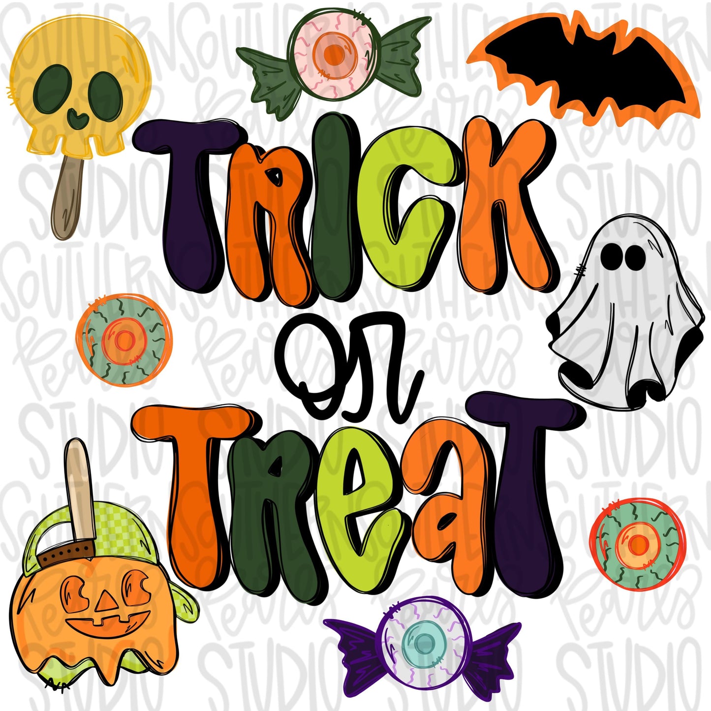 Trick or treat boy colors | bats | Sublimation Design | Digital Download | Women’s, Kids Shirt PNG