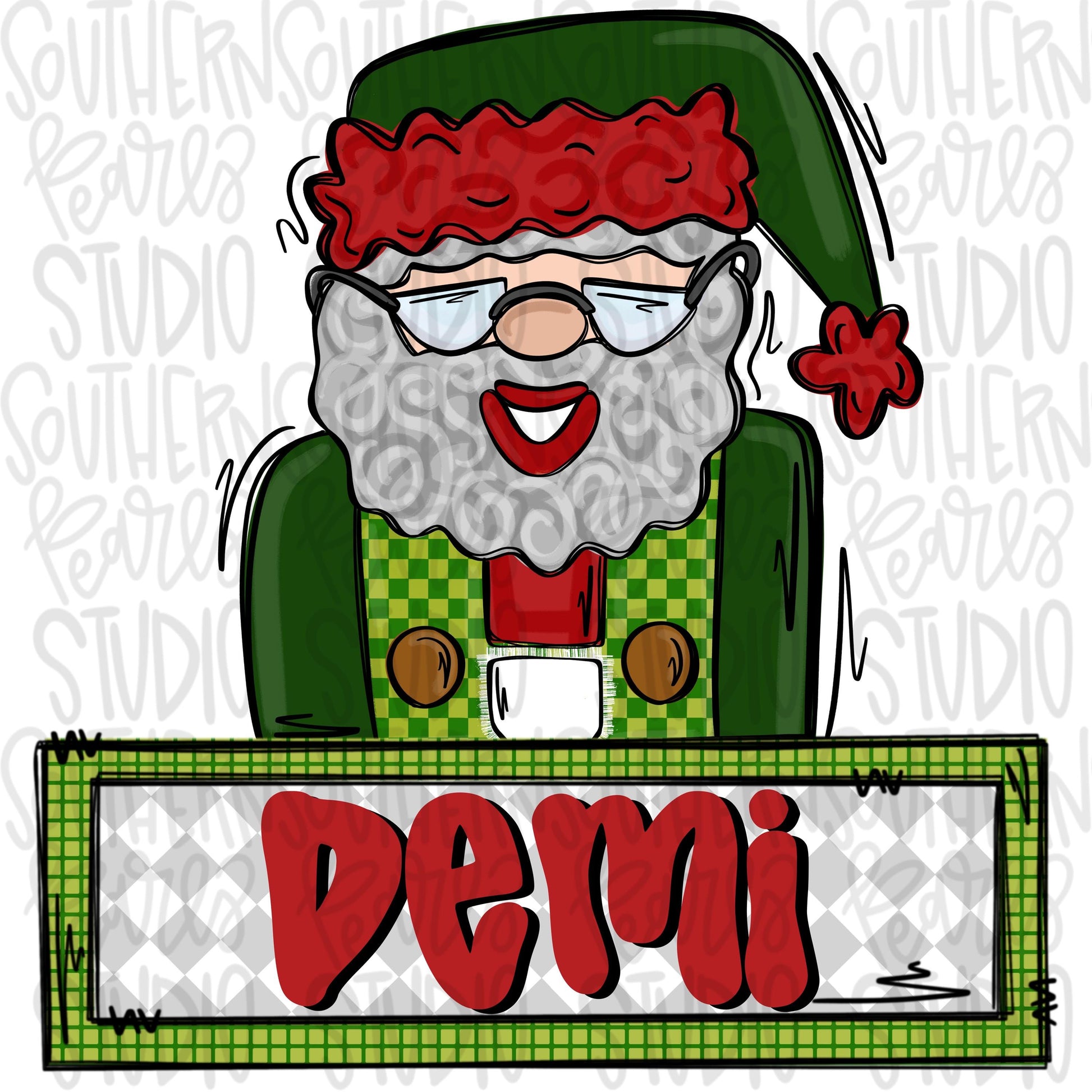 Santa christmas colors with name patch | Sublimation Design | Digital Download | Women’s, Kids Shirt PNG