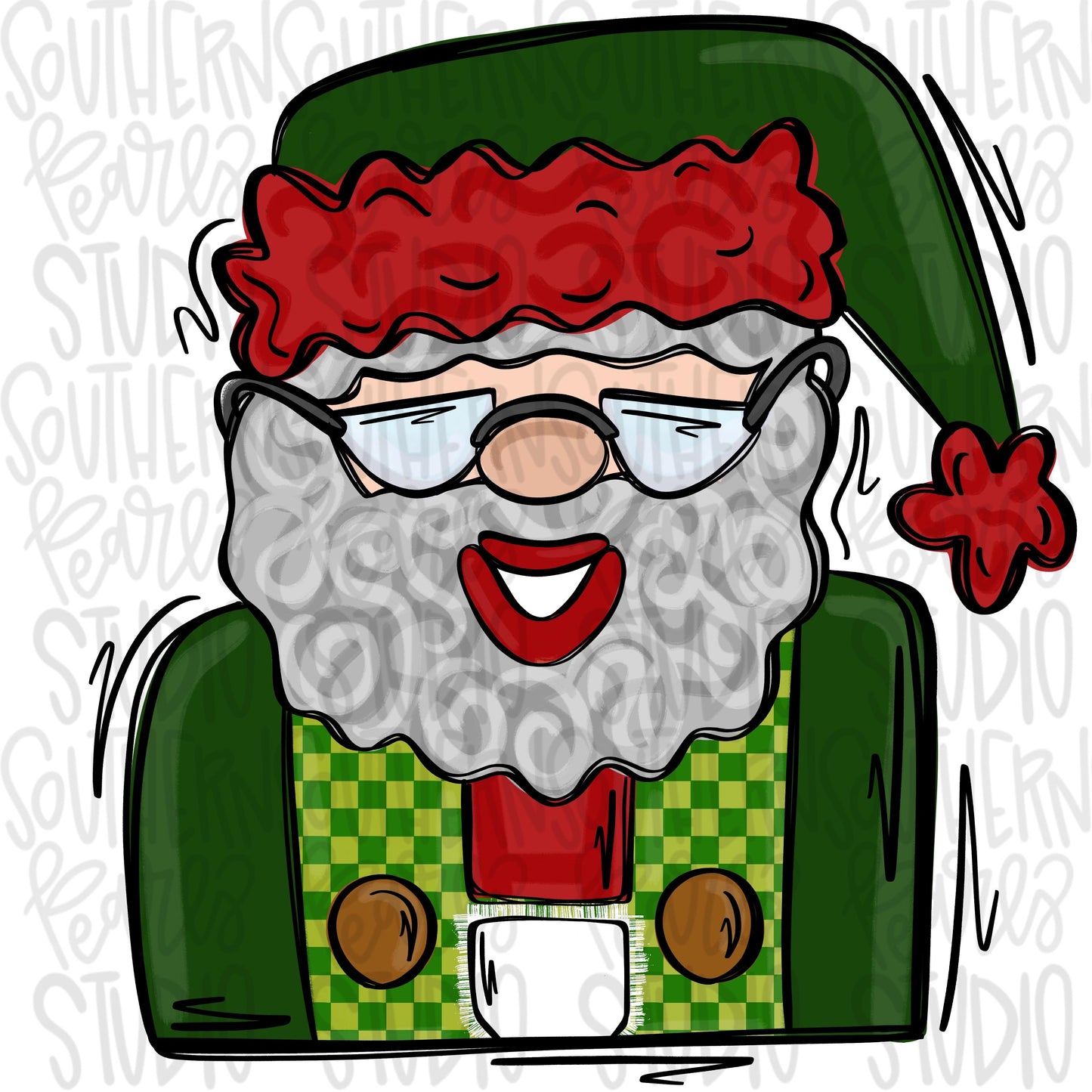 Santa Christmas colors with glasses | Sublimation Design | Digital Download | Women’s, Kids Shirt PNG