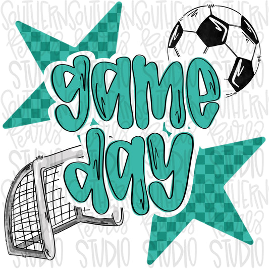 Game Day soccer | aqua | Go Team | PNG | Sublimation | Design Download