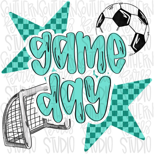 Game Day soccer | teal | Go Team | PNG | Sublimation | Design Download