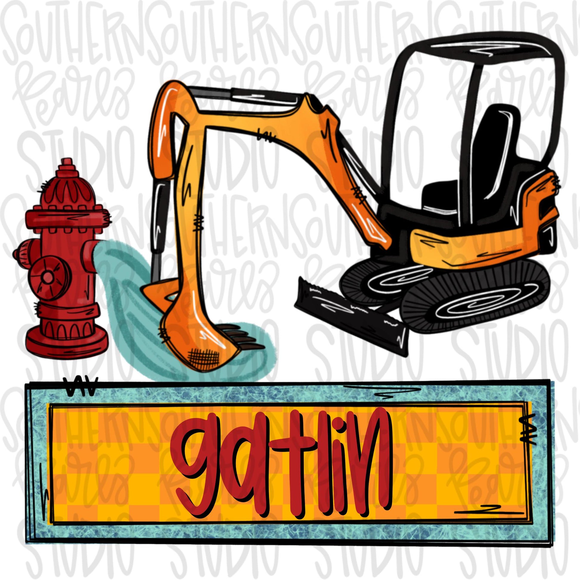 Water authority excavator design with name plate | Sublimation Design | Digital Download | Women’s, Kids Shirt PNG