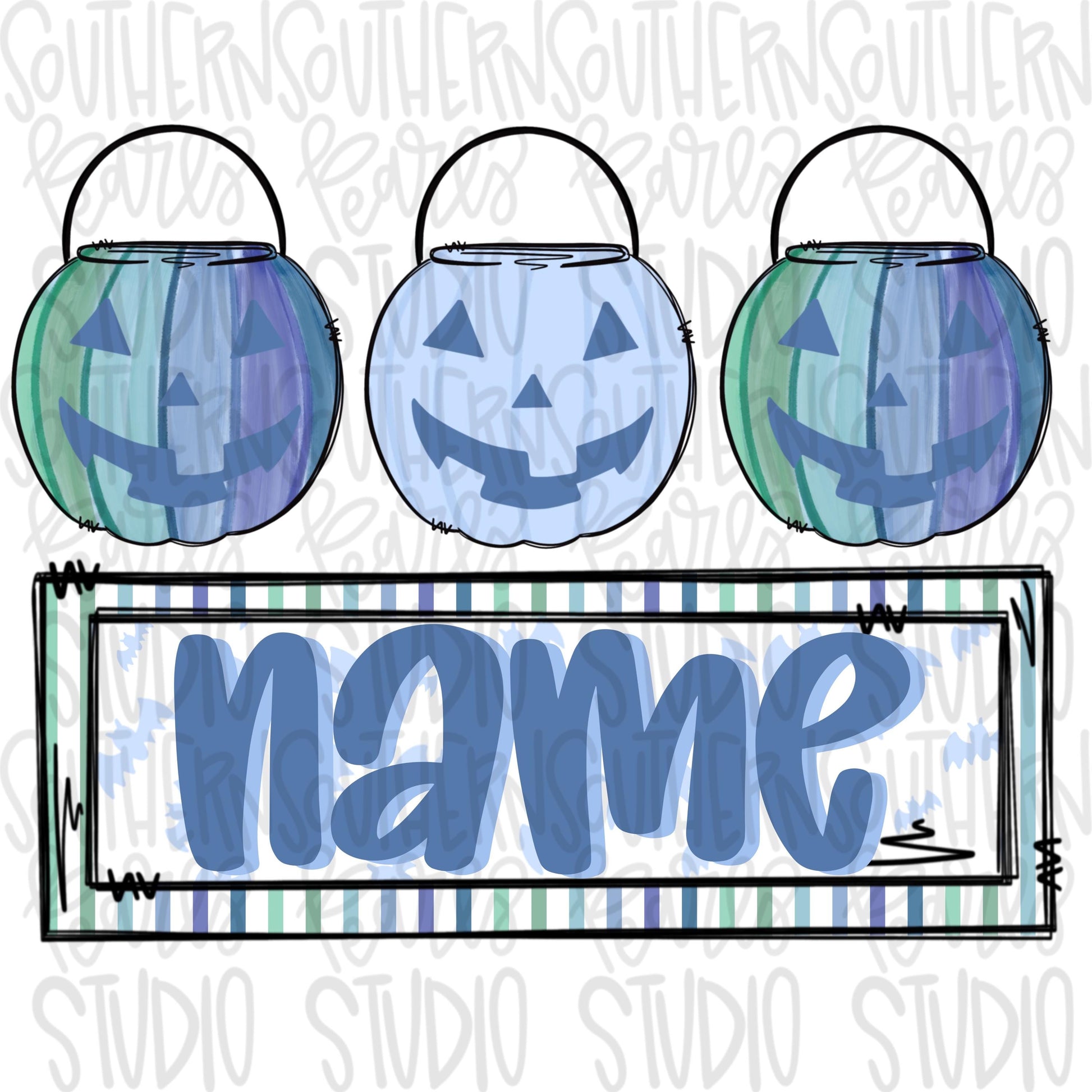 Halloween bucket trio blue colors | Sublimation Design | Digital Download | Women’s, Kids Shirt PNG