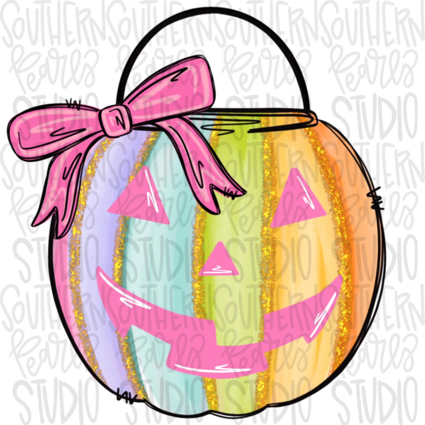 Halloween bucket pastel colors with name patch and without | two files | Sublimation Design | Digital Download | Women’s, Kids Shirt PNG