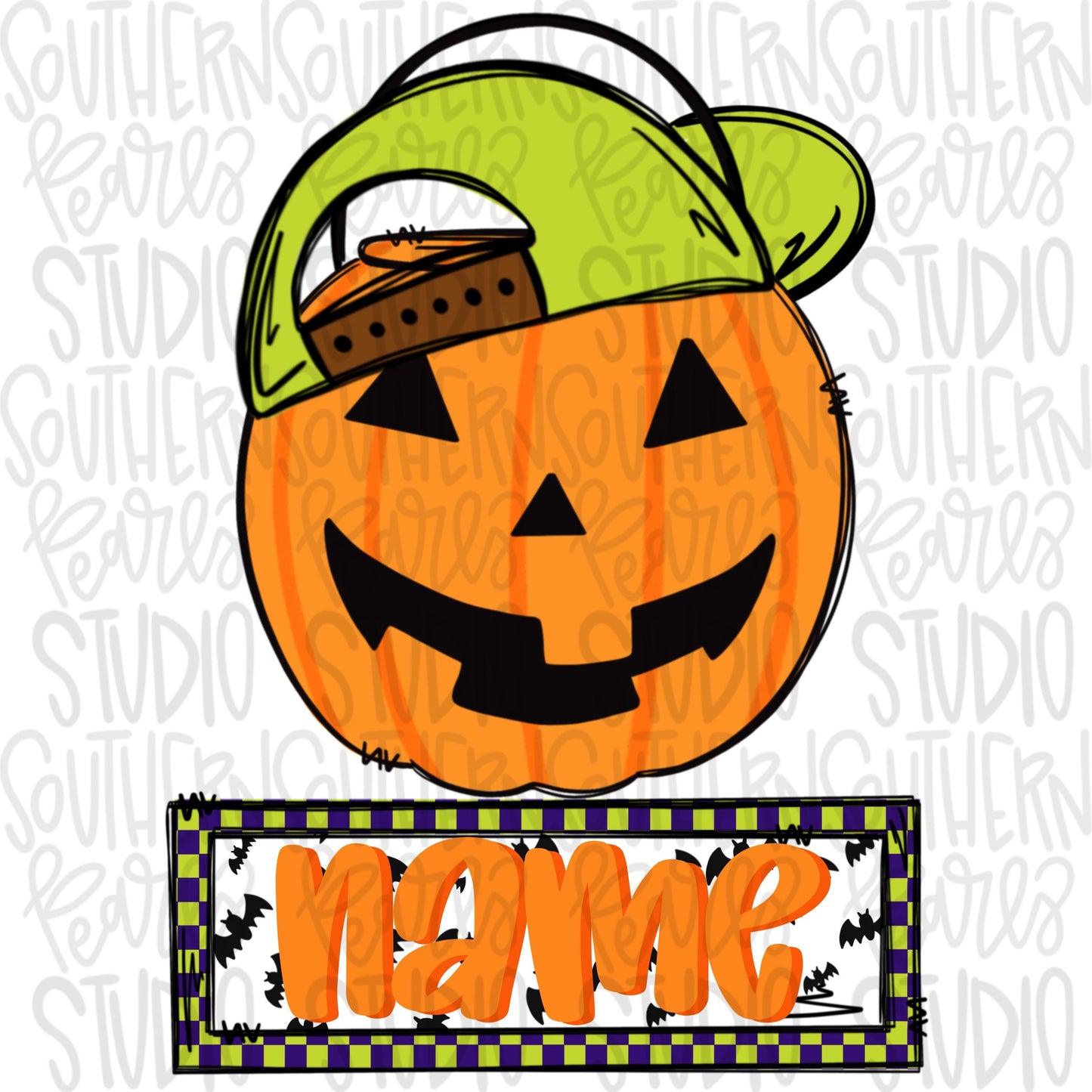 Halloween bucket orange and green with and without name patch | two files | Sublimation Design | Digital Download | Women’s, Kids Shirt PNG