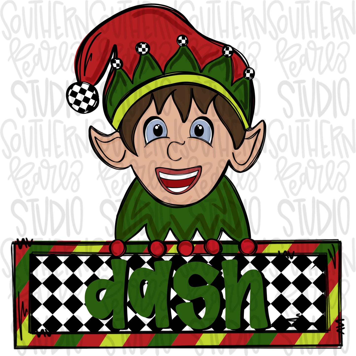 Santa’s helpers Elves boy brown hair with name patch | Sublimation Design | Digital Download | Women’s, Kids Shirt PNG