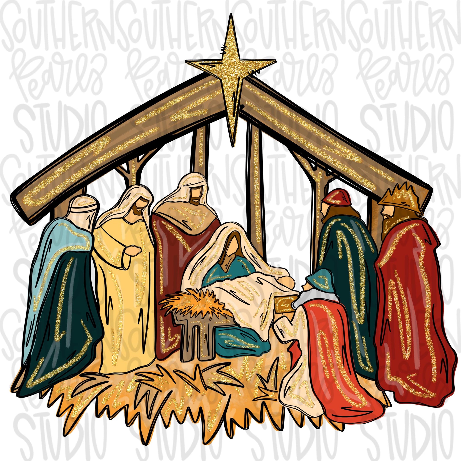 Nativity muted colors | Sublimation Design | Digital Download | Women’s, Kids Shirt PNG