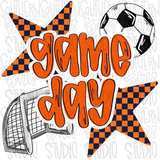 Game Day soccer | orange and navy | Go Team | PNG | Sublimation | Design Download