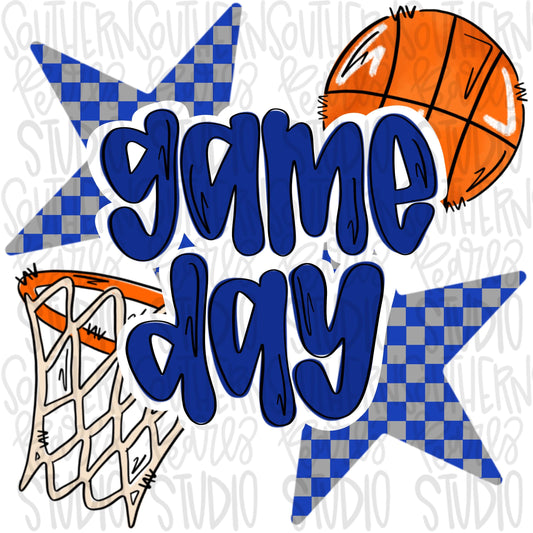 Game Day basketball | Royal and Silver | Go Team | PNG | Sublimation | Design Download