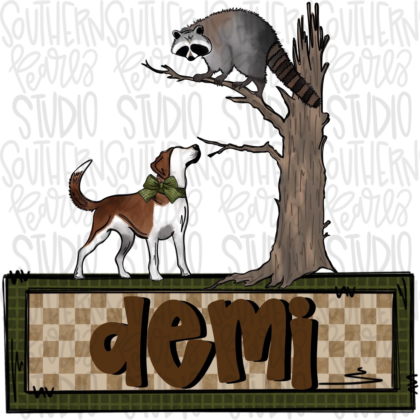 Coon hunting with a bow and name plate | Sublimation Design | Digital Download | Women’s, Kids Shirt PNG