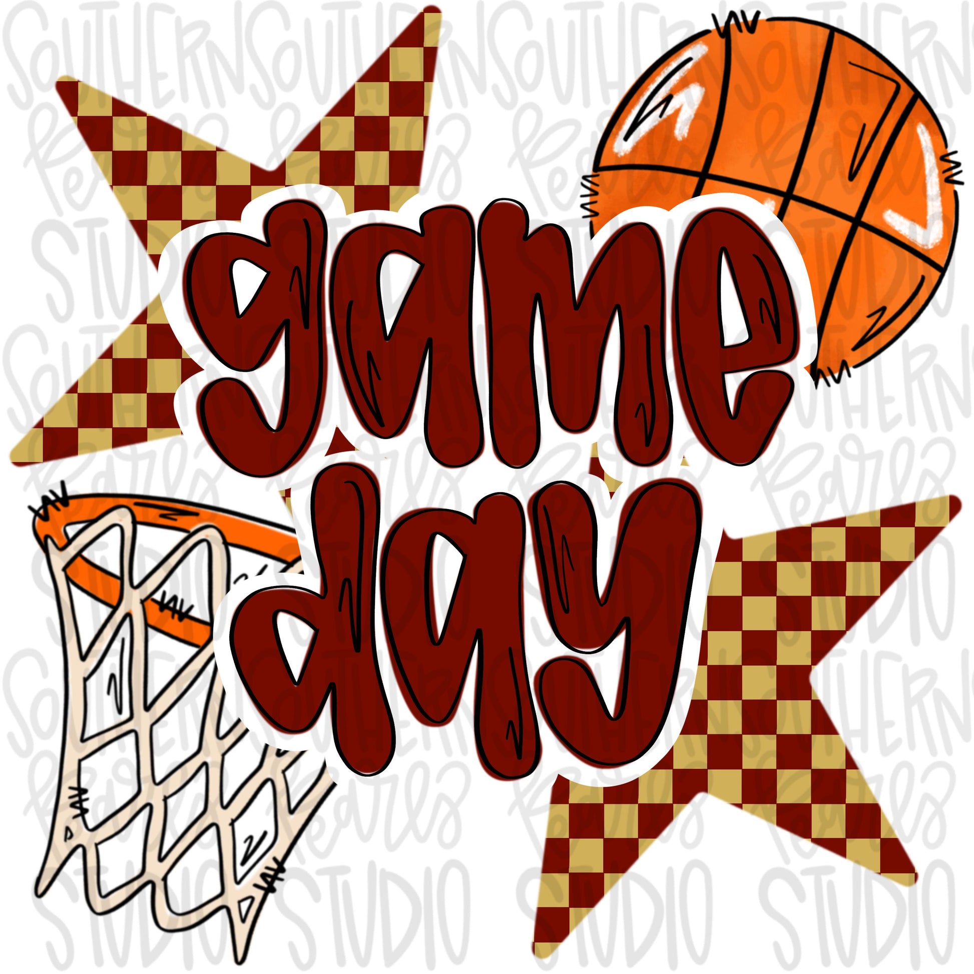 Game Day basketball | Crimson and Gold | Go Team | PNG | Sublimation | Design Download