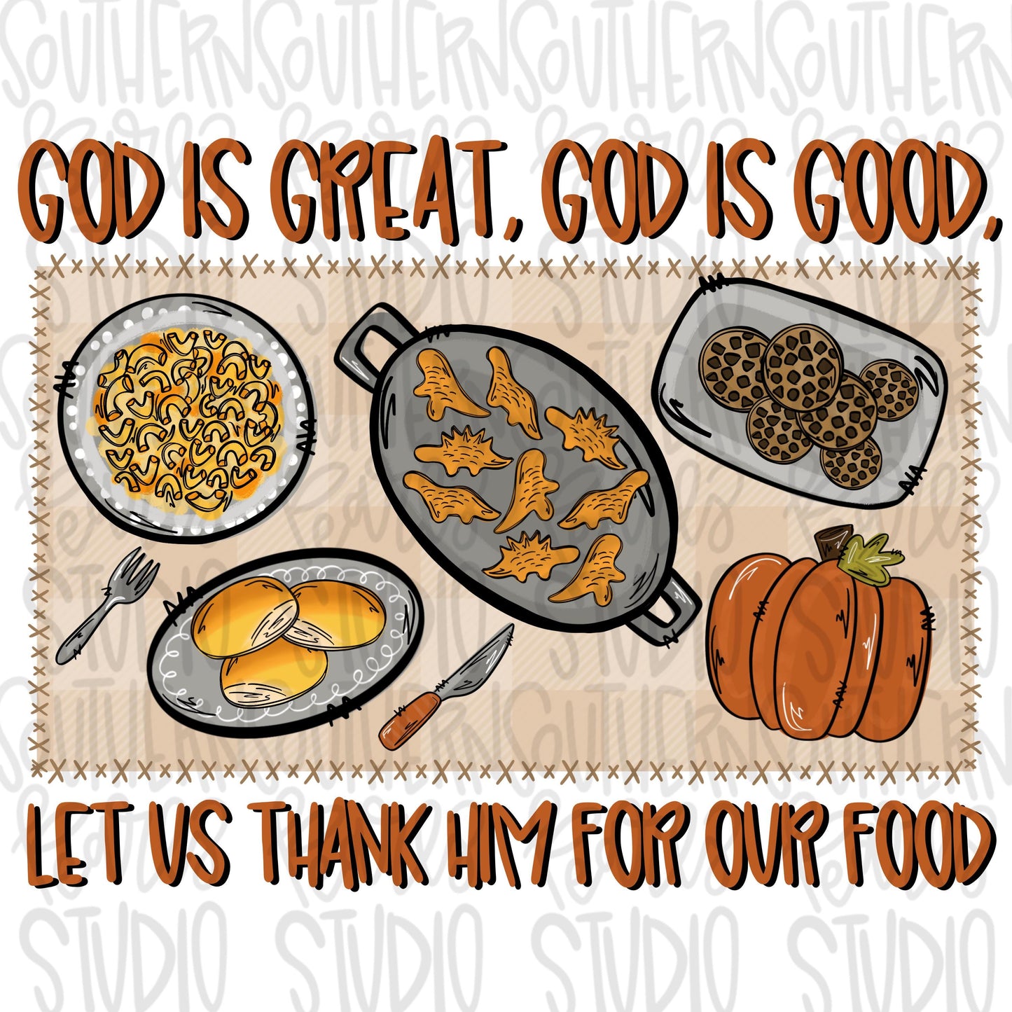 God is great God is good | kids table | Thanksgiving | Sublimation Design | Digital Download | Women’s, Kids Shirt PNG