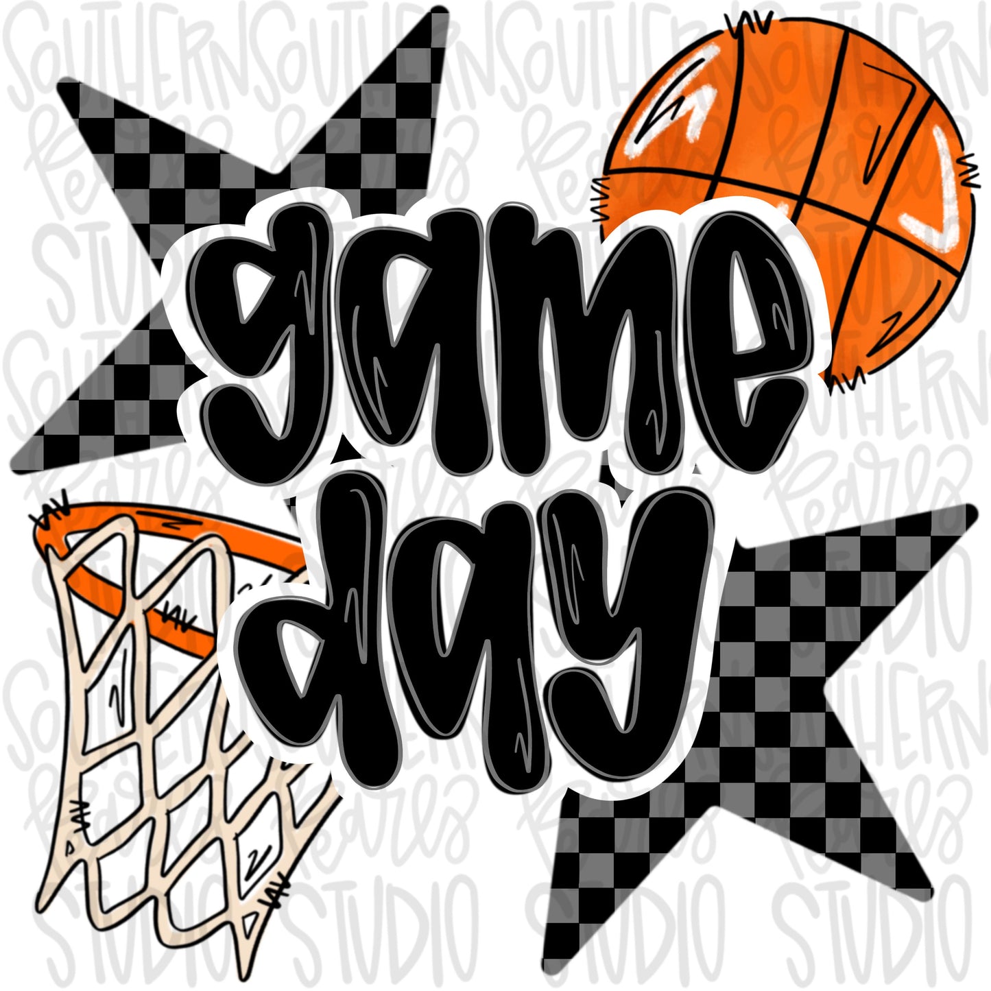 Game Day basketball | Black and Gray | Go Team | PNG | Sublimation | Design Download