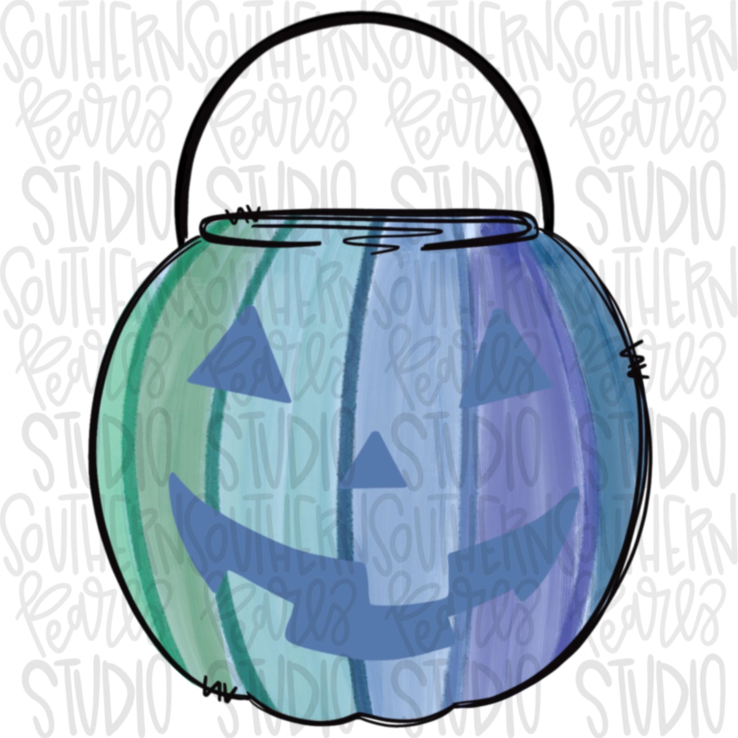 Halloween bucket blues and greens with and without name patch | two files | Sublimation Design | Digital Download | Women’s, Kids Shirt PNG