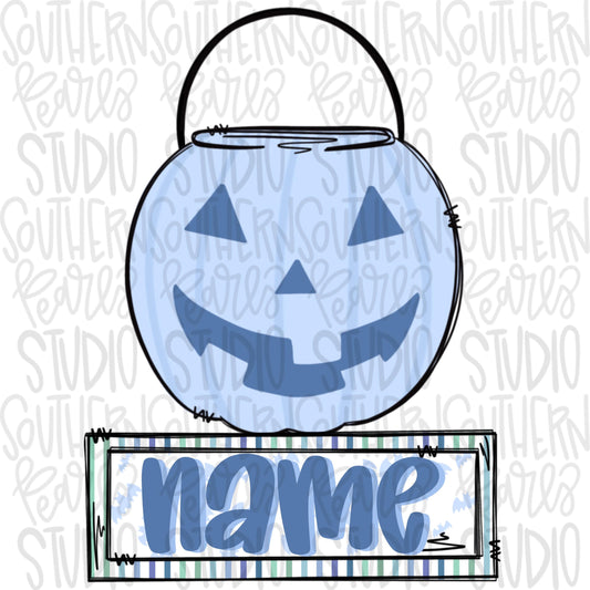 Halloween bucket blues with and without name patch | two files | Sublimation Design | Digital Download | Women’s, Kids Shirt PNG